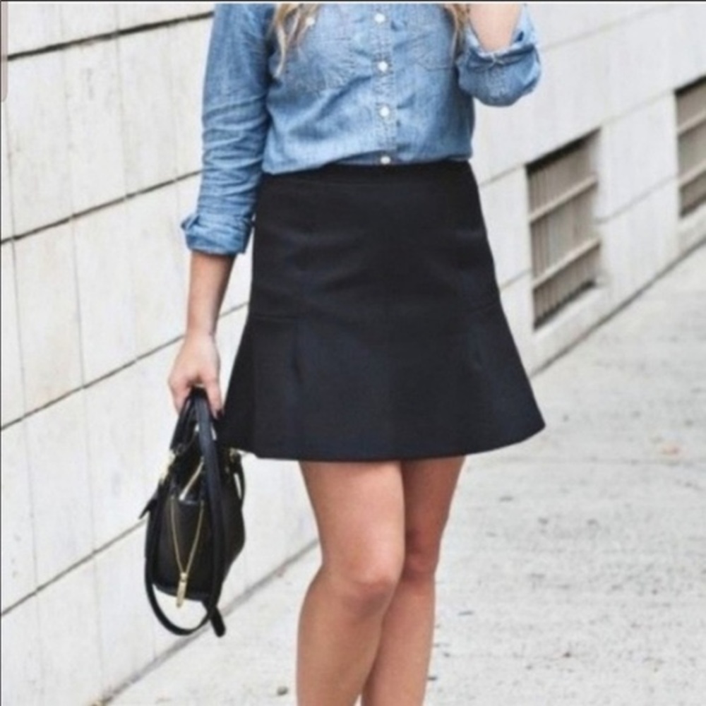 J Crew black mini a line skirt